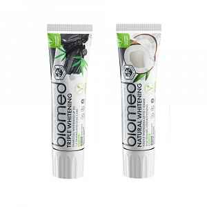 BIOMED Duo sada Natural Whitening a Triple Whitening zubní pasty 2x100 g