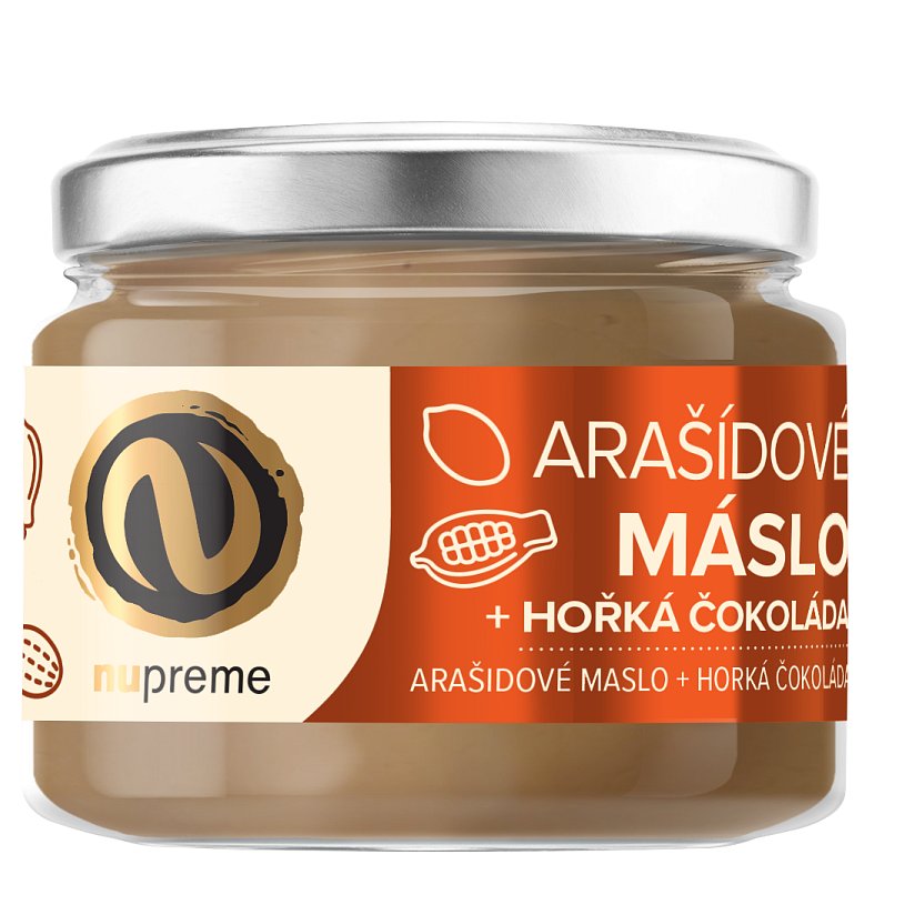 NUPREME Arašídové máslo s hořkou čokoládou 220g