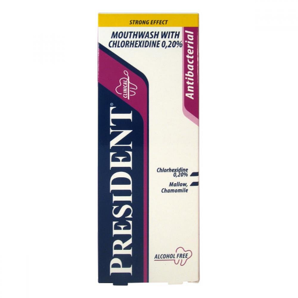 PresiDENT Ústní voda Antibacteriální chlorhex.0.2% 250ml, poškozený obal