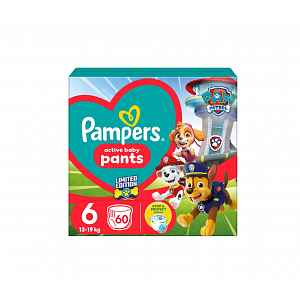 PAMPERS Pleny kalhotkové Active Baby Pants Paw Patrol vel. 6 (60 ks) 14-19 kg