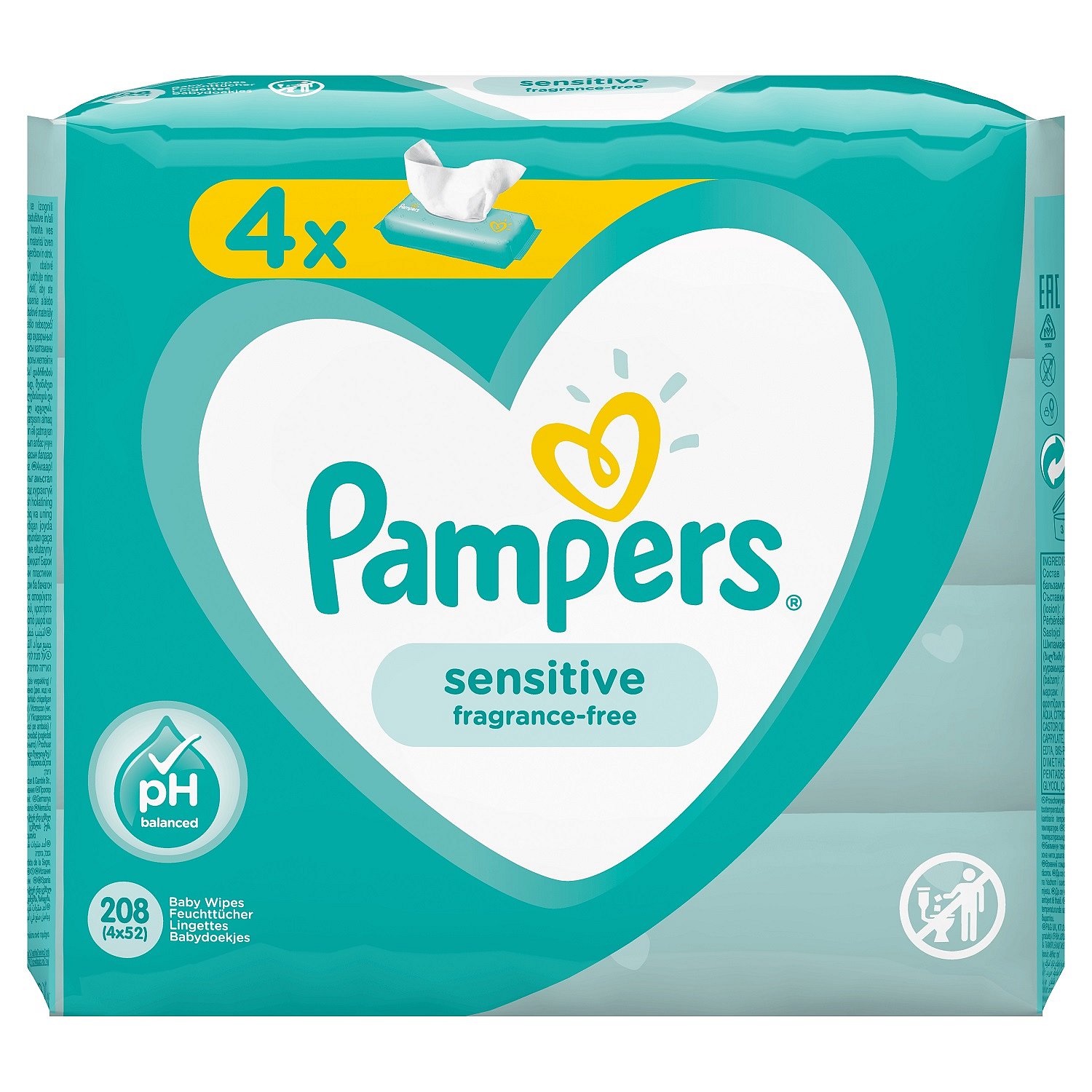 4x PAMPERS Sensitive 52 ks - vlhčené ubrousky