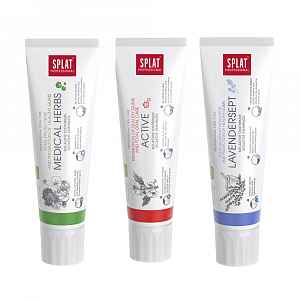 SPLAT Trio sada Professional Medical Herbs, Active, Lavendersept zubní pasty 3x100 ml