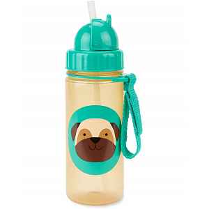 SKIP HOP Zoo Hrnek s brčkem PP bez PVC a BPA Mopslík 12 m+