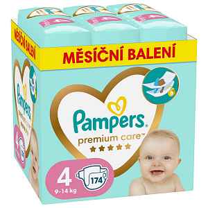 PAMPERS Pleny jednorázové Premium Care vel. 4 (174 ks) 9-14 kg - měsíční balení