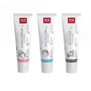 SPLAT Trio sada Professional Ultracomplex, Biocalcium, White Plus zubní pasty 3x100 ml