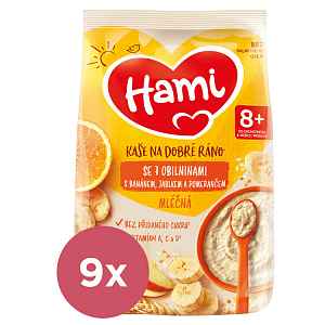 9x HAMI Kaše mléčná se 7 obilninami s jablkem, banánem a pomerančem 210 g