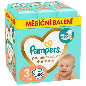 PAMPERS Pleny jednorázové Premium Care vel. 3 (200 ks) 6-10 kg - měsíční balení