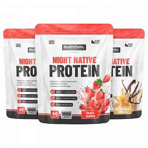 survival Night Native Protein 1000 g AKCE 2+1 2x vanilka+jahoda