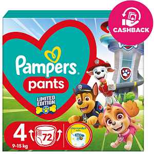 PAMPERS Pleny kalhotkové Active Baby Pants Paw Patrol vel. 4 (72 ks) 9-15 kg