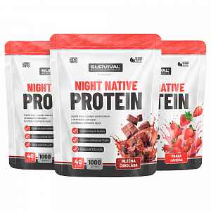 survival Night Native Protein 1000g AKCE 2+1 2x čokoláda + jahoda