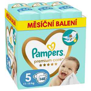 PAMPERS Pleny jednorázové Premium Care vel. 5 (148 ks) 11-16 kg - měsíční balení