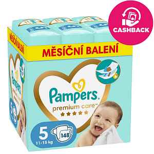 PAMPERS Pleny jednorázové Premium Care vel. 5 (148 ks) 11-16 kg - měsíční balení