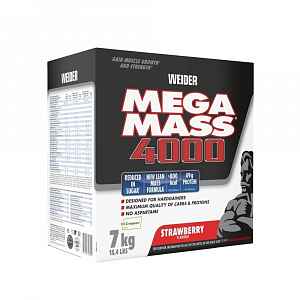 Weider, Giant Mega Mass 4000, Gainer, 7000 g, Jahoda