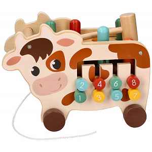 Adam Toys Montessori hračka - aktivní edukační dřevěná,Kravička