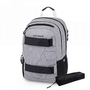 Oxybag OXY SPORT - set 2 ks: studentský batoh Grey Melange, penál