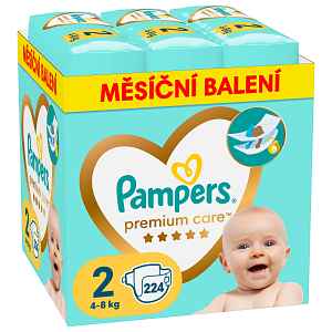 PAMPERS Pleny jednorázové Premium Care vel. 2 (224 ks) 4-8 kg - měsíční balení