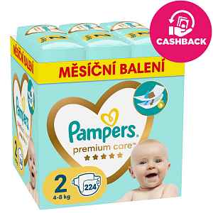 PAMPERS Pleny jednorázové Premium Care vel. 2 (224 ks) 4-8 kg - měsíční balení