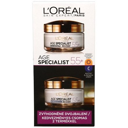 L'Oréal Paris Age Specialist 55+ denní a noční krém proti vráskám 2 x 50 ml dárková sada