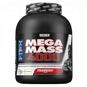 Weider, Giant Mega Mass 4000, Gainer, 3000 g, Jahoda