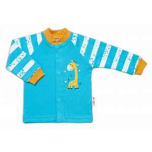 Baby Nellys Bavlněná košilka Giraffe, tyrkysová