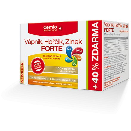Cemio Vápník Hořčík Zinek FORTE tablety 100 + 40