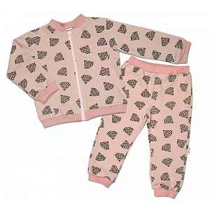 Baby Nellys Bavlněná tepláková souprava ® - Diamant, pudrová, vel. 62 vel. 62