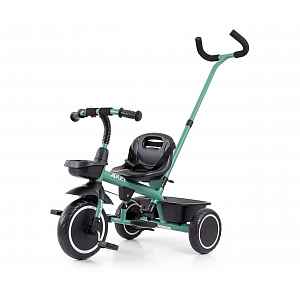 Milly Mally Dětská tříkolka AXEL s vodicí tyčí a volnoběhem, zelená