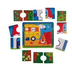 Moulin Roty Třívrstvé puzzle Les Popipop