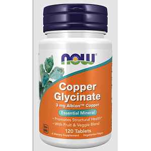 Now® Foods NOW Měď glycinát 3 mg, 120 tablet