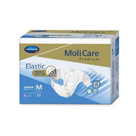 KALHOTKY ABSORPČNÍ MOLICARE PREMIUM ELASTIC MEDIUM BOKY 80-120CM,3194ML,26KS