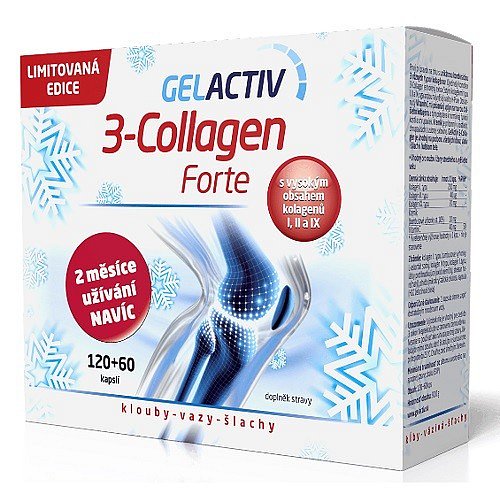 GelActiv 3-Collagen Forte cps.120+60 Dárkové 2020 - II. jakost