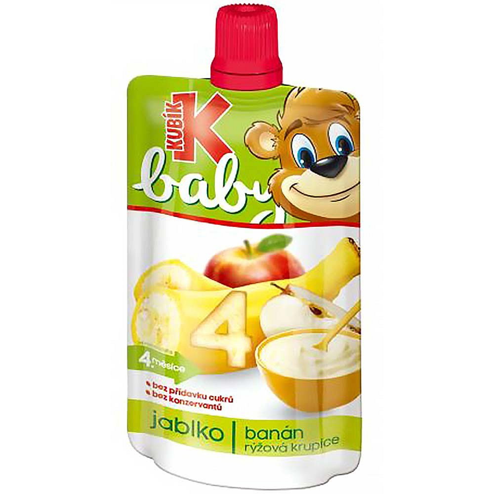 KUBÍK Baby Ovocná kapsička Jablko-Banán-Rýžová krupice 120 g