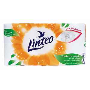 Toaletní papír LINTEO 8 rolí, bílý, 3-vrstvý
