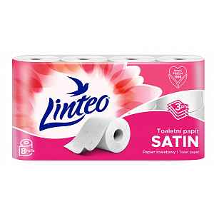 Toaletní papír LINTEO 8 rolí, bílý, 3-vrstvý