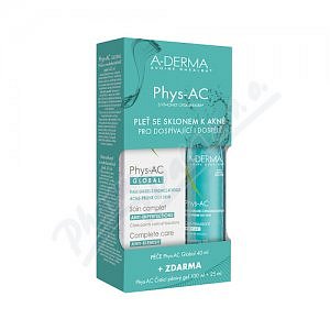 A-DERMA Phys-AC Global 40ml + čistící pěnivý gel 100ml +25ml ZDARMA