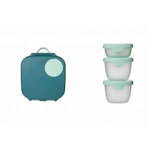 B.BOX Svačinový box střední + krabičky Snack tubs - set zelený