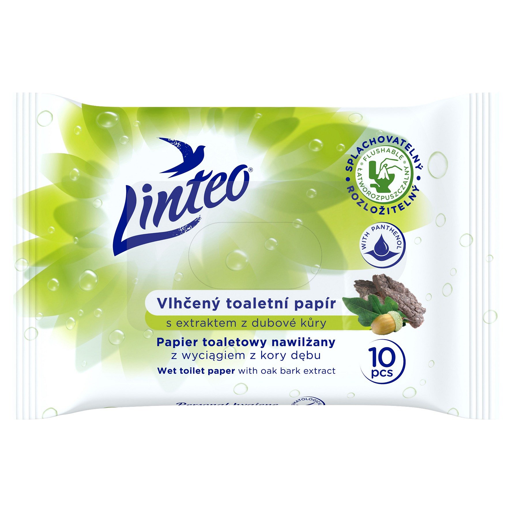 Linteo Vlhčený toaletní papír s dubovou kůrou 10 ks
