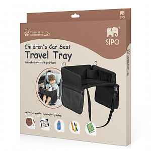 SIPO Skládací stolek do auta s kapsou na tablet, černá