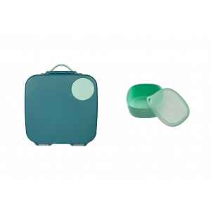 B.BOX Svačinový box velký + Krabička na oběd - set zelený