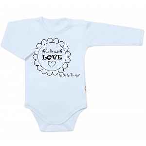 Baby Nellys Body dlouhý rukáv Made with love,  světle modré vel.  62