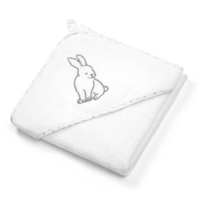 BABYONO Osuška s kapucí Velour 100 x 100 white