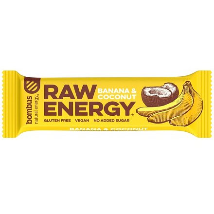 Bombus, tyčinka Raw energy, banana+coconut 5x50g