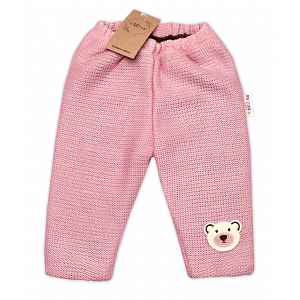 Baby Nellys Pletené kalhoty Teddy Bear,růžové,80/86