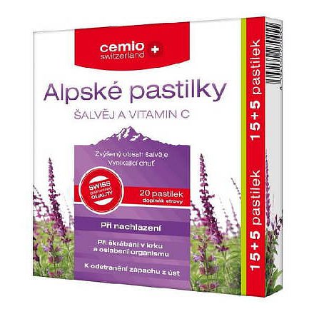 Cemio Alpské pastilky šalvěj a vitamin C 20 kapslí