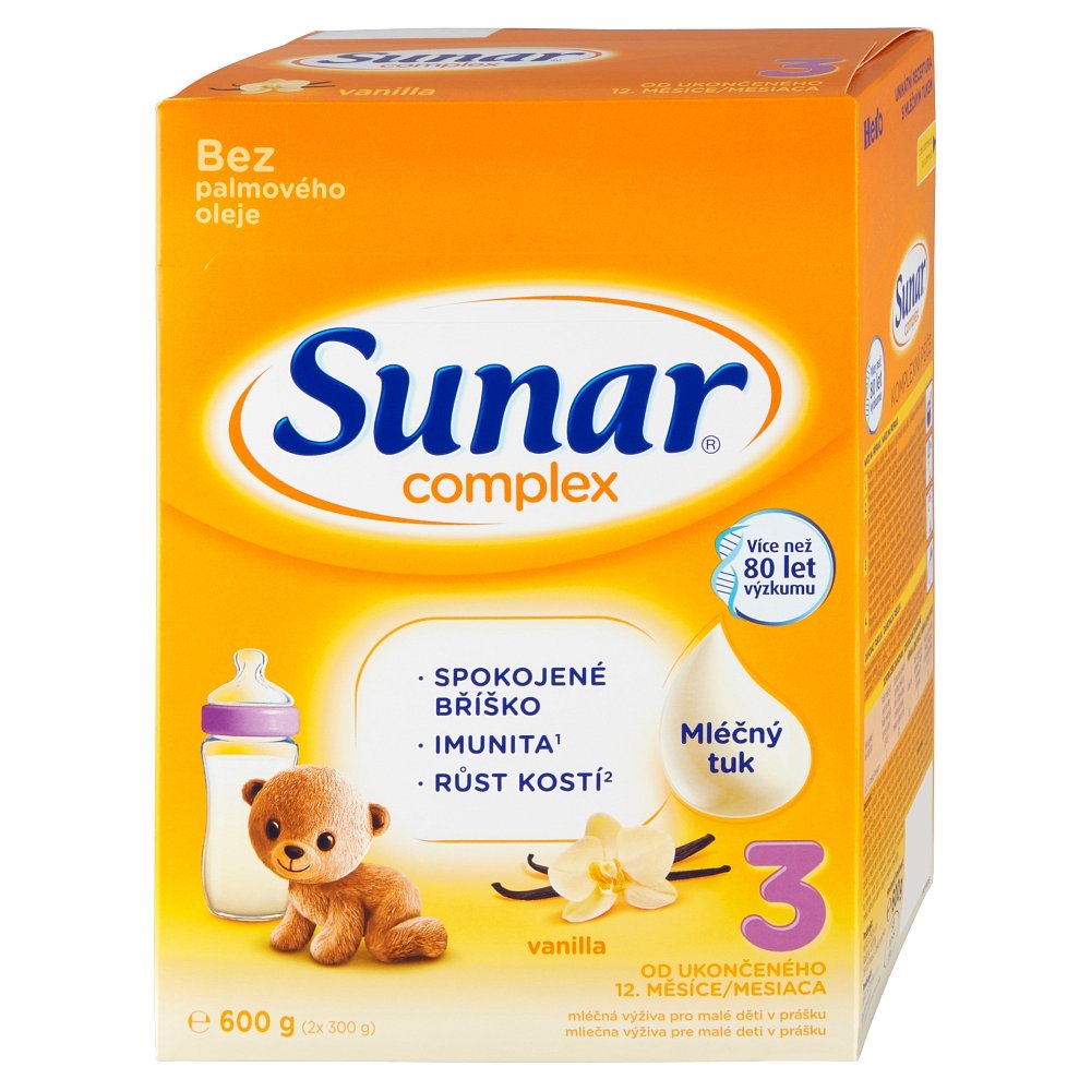 SUNAR Complex 3 Vanilka Pokračovací batolecí mléko od 12 měsíce 600 g