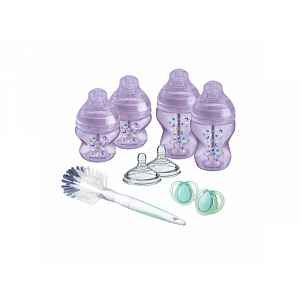 Tommee Tippee Sada kojeneckých lahviček C2N ANTI-COLIC s kartáčem Purple 9 ks