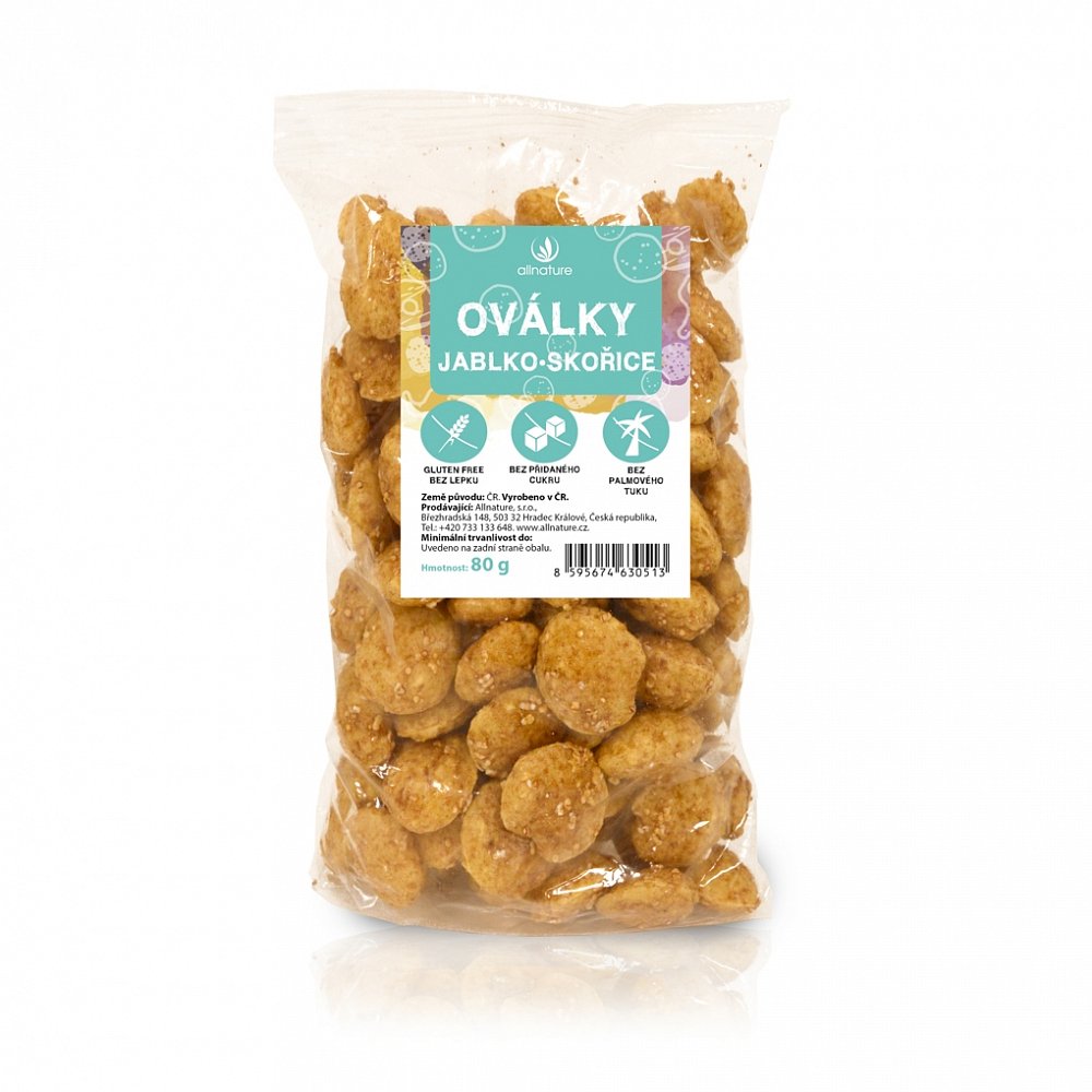 ALLNATURE Oválky jablko, skořice 80 g