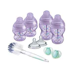 Tommee Tippee Sada kojeneckých lahviček C2N ANTI-COLIC s kartáčem Purple 9 ks