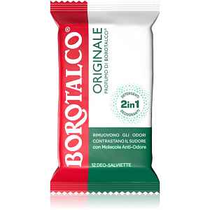 Borotalco Original Deo Wipes osvěžující vlhčené ubrousky na nohy, tělo a podpaží 12 ks