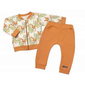 G-baby Stylová bavlněná tepláková souprava ,  Lišky - hořčicová, vel. 104